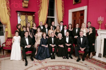 Bush Family Portrait in the Red Room at the White House